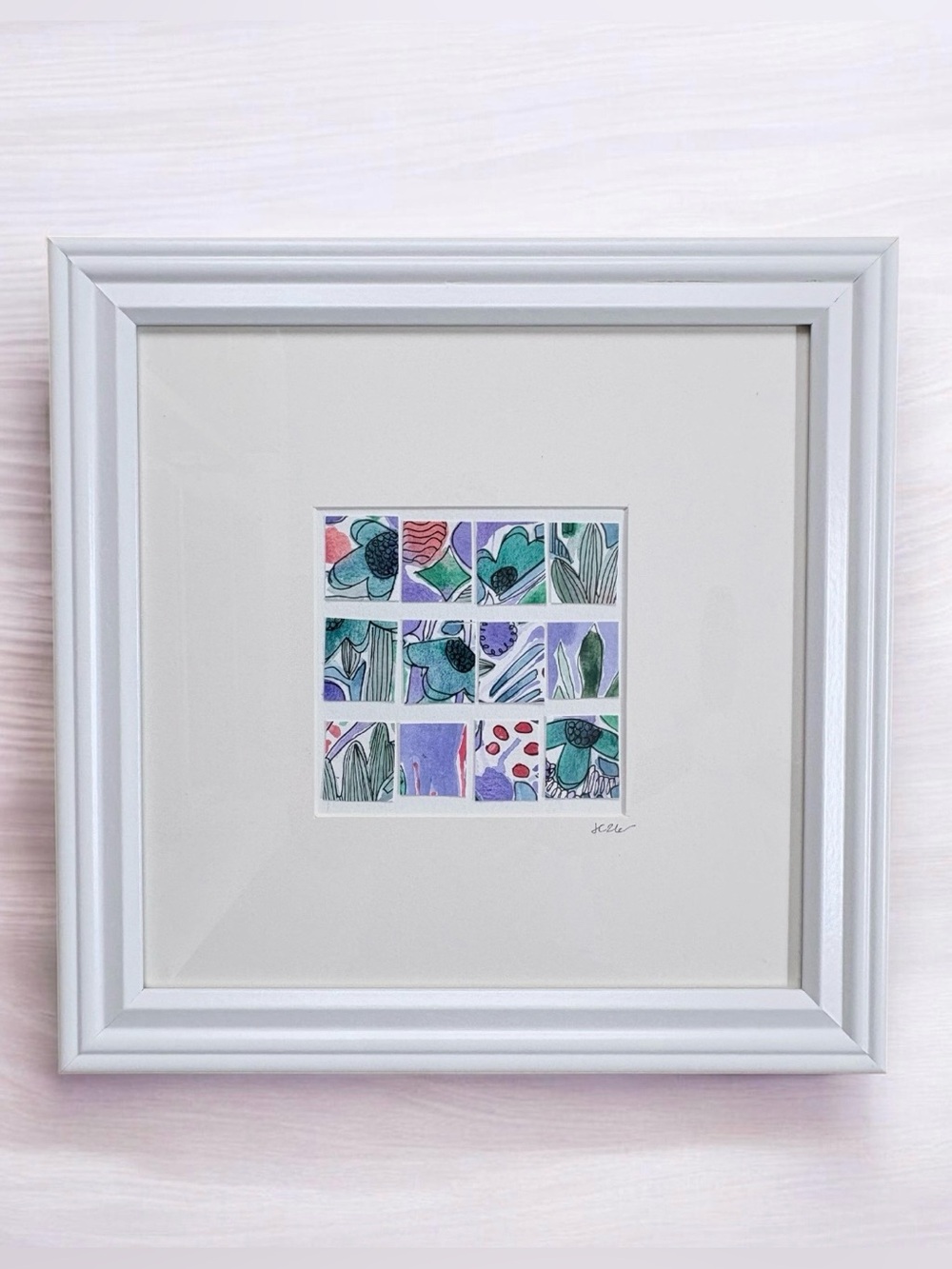 Watercolor Wall Art Painting- Desert Poppies- 12x12 frame Abstract Modern